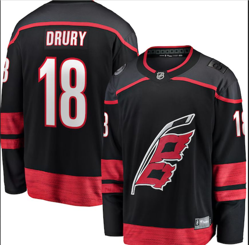 Men Carolina Hurricanes #18 Drury black 2024 NHL Adidas jersey